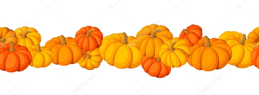 Horizontal seamless background with pumpkins. Vector illustration.