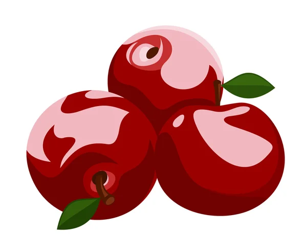 Vektor illustration av tre röda äpplen. — Stock vektor