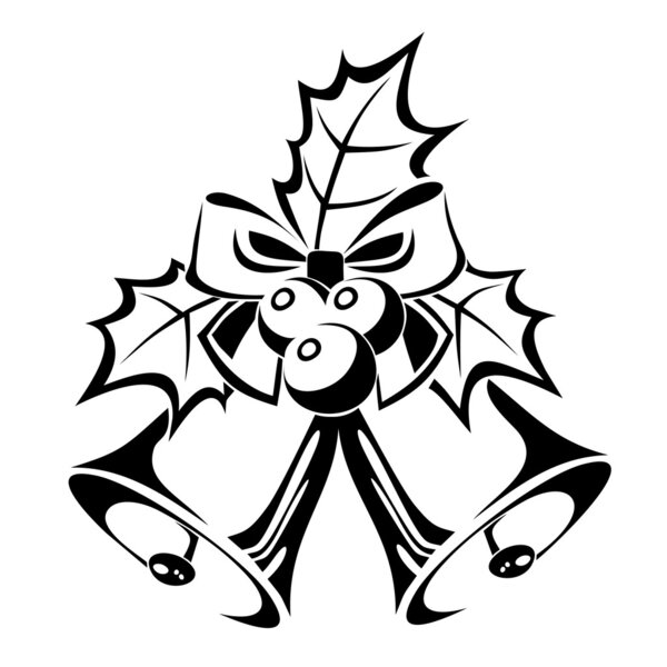 Черный силуэт рождественских колоколов. Векторная иллюстрация
.