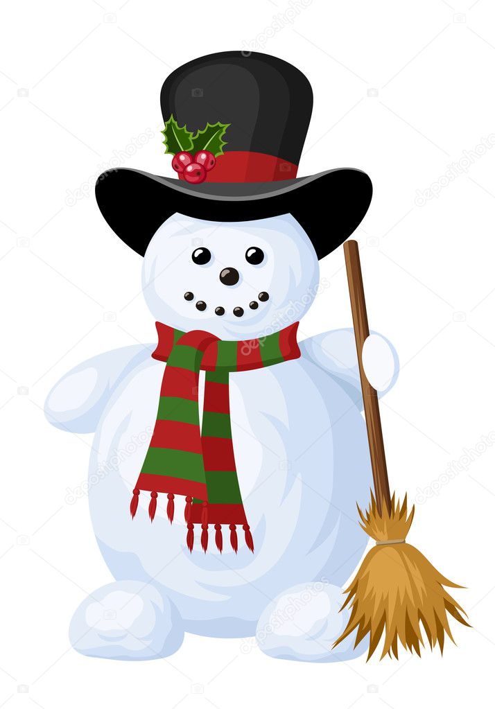 Christmas snowman. Vector illustration.