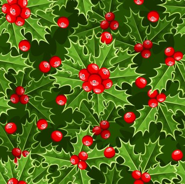 Noel çobanpüskülü ile kusursuz bir geçmişi var. Vektör illüstrasyonu.