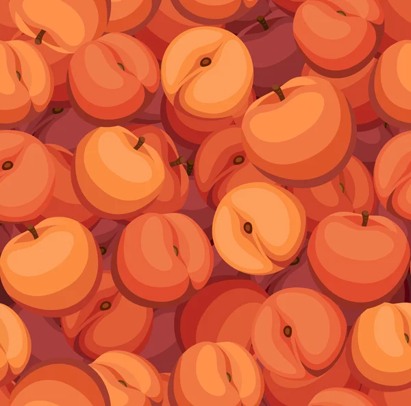 Sömlös bakgrund med persikor. vektor illustration. — Stock vektor