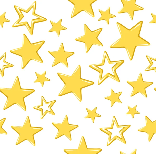 Gold stars on a white background. Vector seamless pattern. — Stock Vector