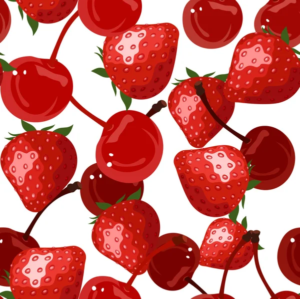 赤い果実とのシームレスな背景。ベクトル イラスト. — ストックベクタ