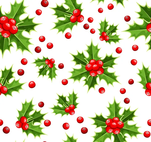 Sömlös bakgrund med Christmas Holly. Vektorillustration. — Stock vektor