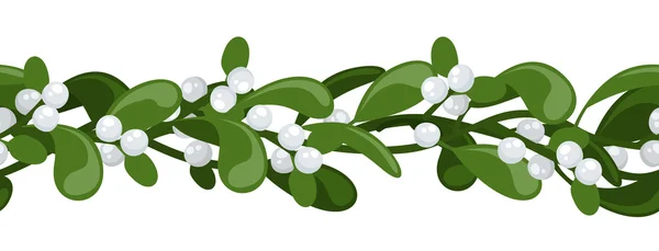 Horizontal seamless background with Christmas mistletoe. Vector illustration. — Stockvector