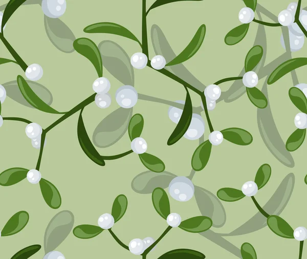 Seamless pattern with Christmas mistletoe. Vector illustration. — Stock Vector