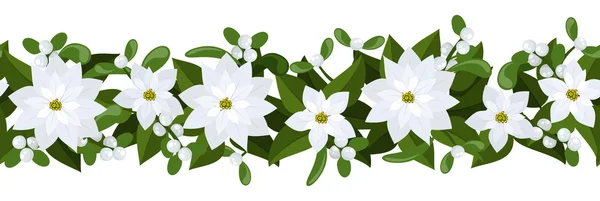 Noel yatay sorunsuz ve arka plan beyaz yılbaşı çiçeği ökse otu. — Stok Vektör
