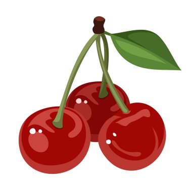 Three cherries. Vector illustration. clipart