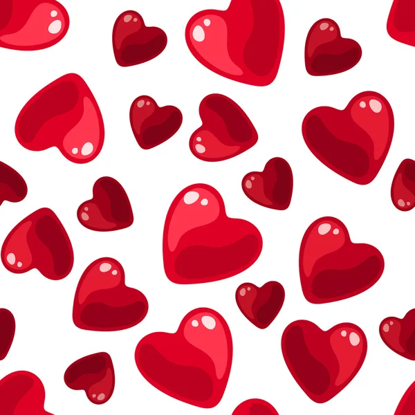 Naadloze achtergrond met rode harten. vectorillustratie. — Stockvector