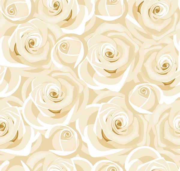 Fond sans couture avec des roses blanches et des bourgeons. Illustration vectorielle . — Image vectorielle