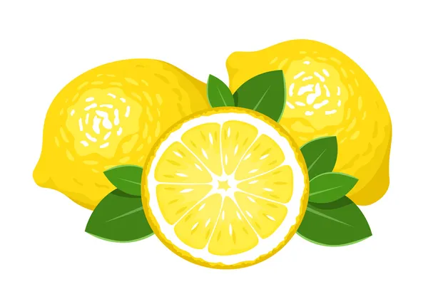 Tres limones aislados en blanco. Ilustración vectorial . — Vector de stock