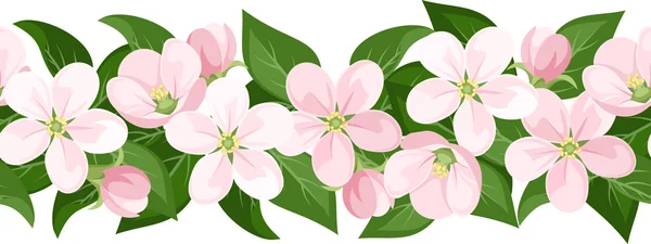 Vector horizontal seamless background with apple blossoms. — Stock Vector