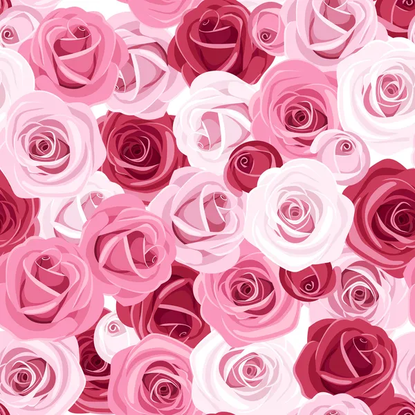 Nahtloser Hintergrund mit farbigen Rosen. Vektorillustration. — Stockvektor
