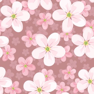 Seamless background with cherry blossoms. Vector illustration. clipart