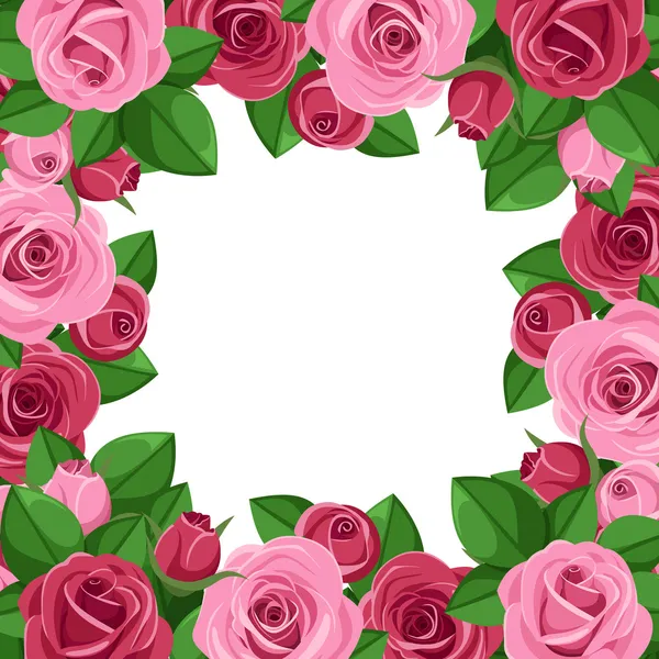 Vektor Hintergrund mit roten und rosa Rosen. — Stockvektor