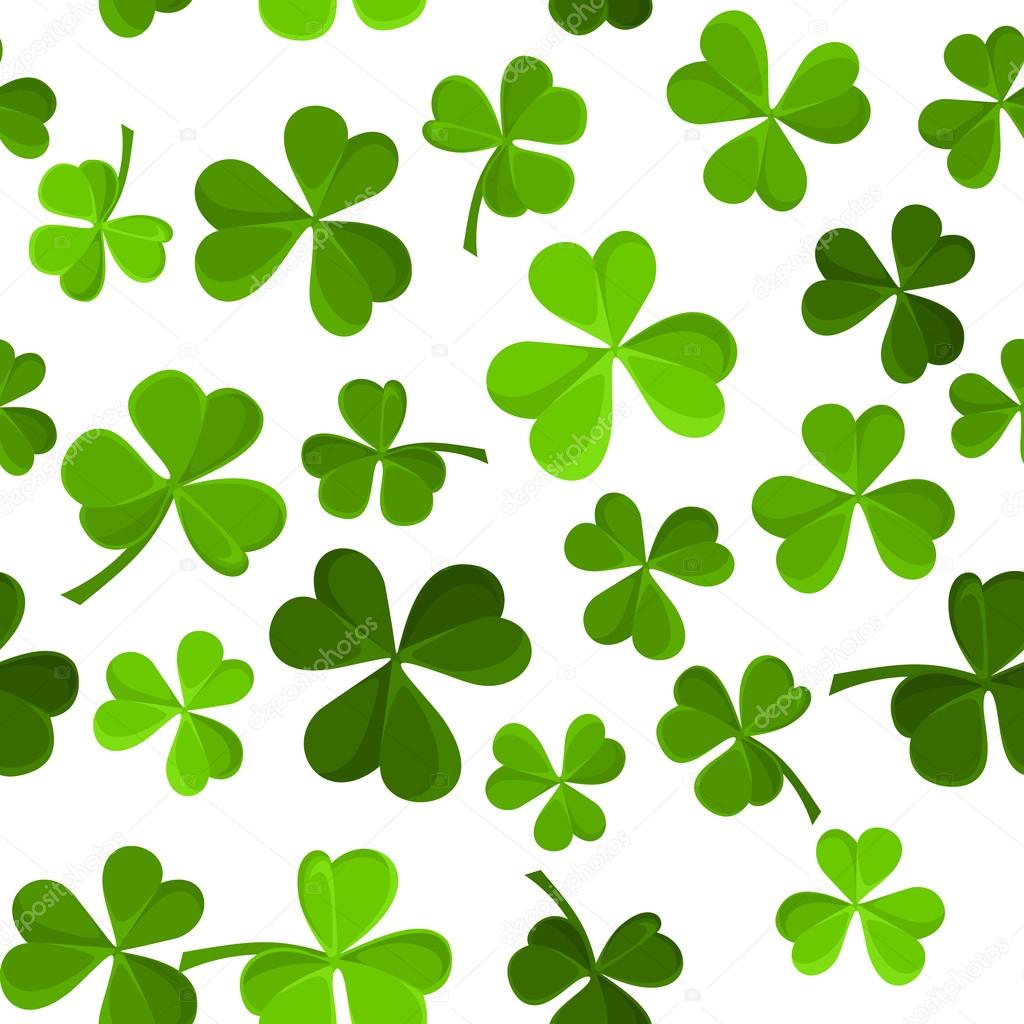 St.Patrick's day vector seamless background with shamrock.