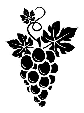 Black silhouette of grapes. Vector illustration. clipart