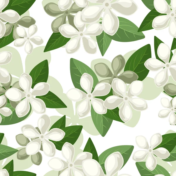 Nahtloser Hintergrund mit weißen Blumen. Vektorillustration. — Stockvektor