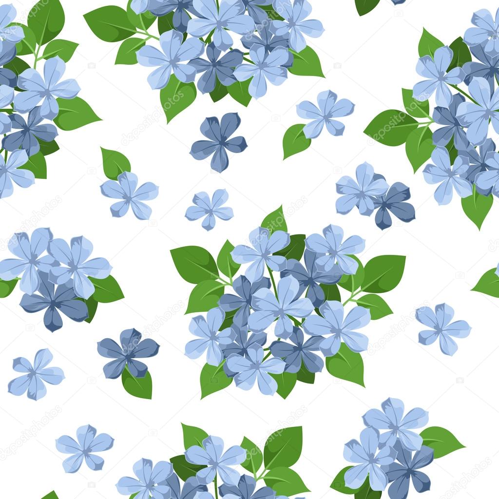 Seamless background with blue flowers. Vector illustration.