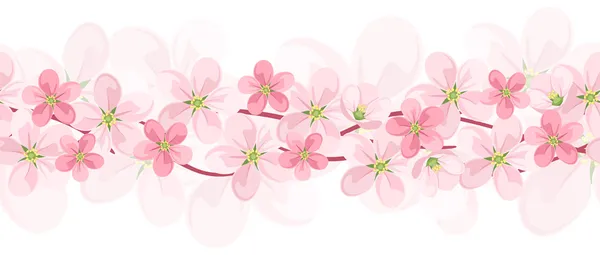 Horizontal seamless background with pink flowers. Vector EPS-10. — Stock Vector