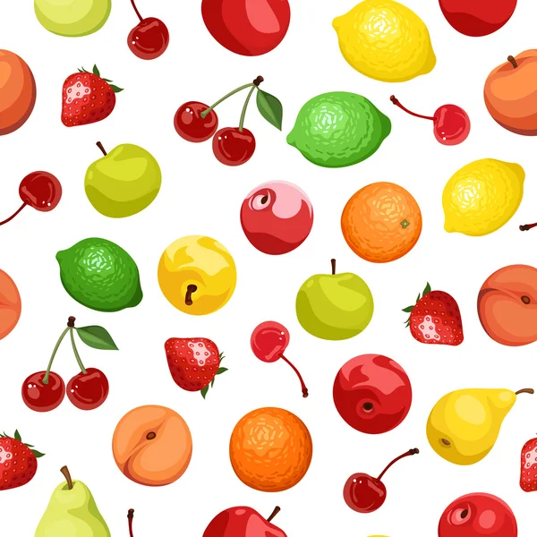 Fondo sin costuras con varias frutas. Ilustración vectorial . — Archivo Imágenes Vectoriales