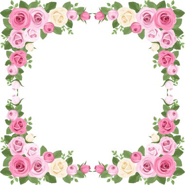 Vintage roses frame. Vector illustration.