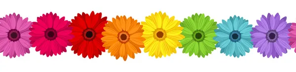 Horizontale naadloze achtergrond met gekleurde gerbera. vectorillustratie. — Stockvector