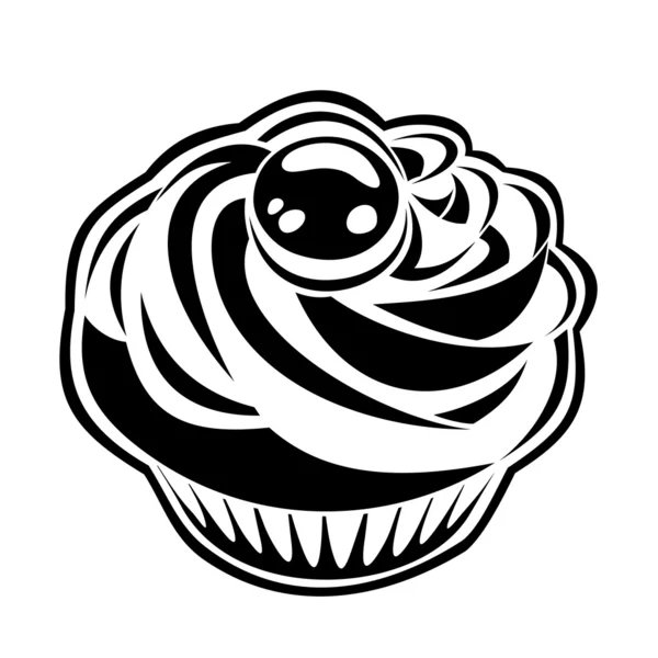 Black silhouette of cupcake. Vector illustration. — Stock Vector