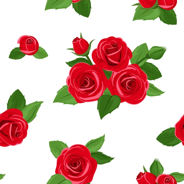 Modello senza cuciture con rose rosse. Illustrazione vettoriale . — Vettoriale Stock