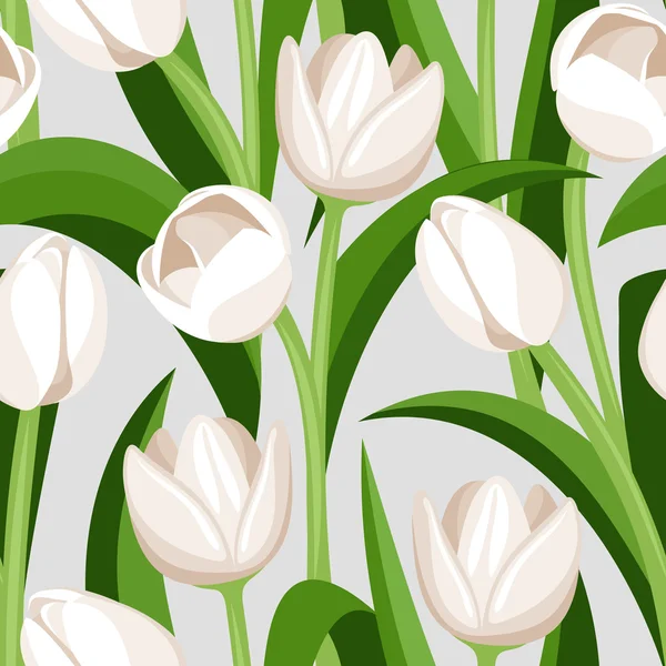 Fondo sin costuras con tulipanes blancos. Ilustración vectorial . — Archivo Imágenes Vectoriales