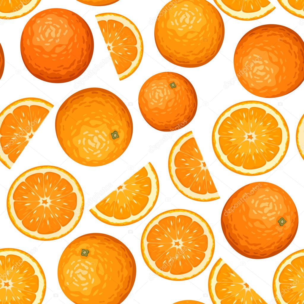 Seamless background with oranges. Vector illustration.