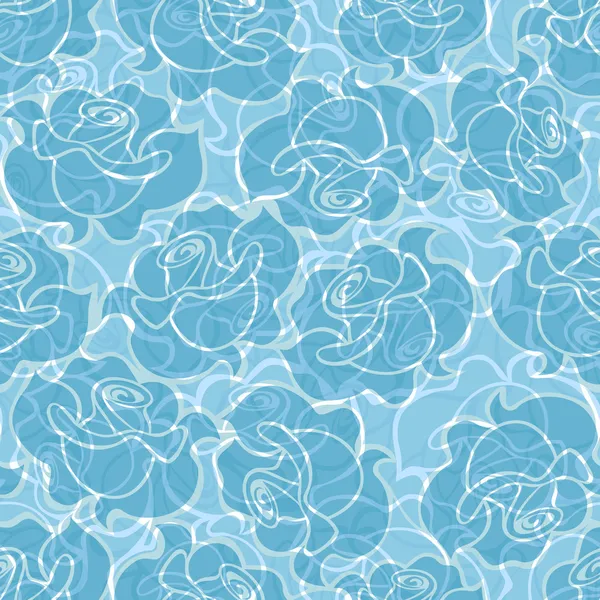 Blue seamless pattern with roses. Vector EPS-10. — Stock Vector