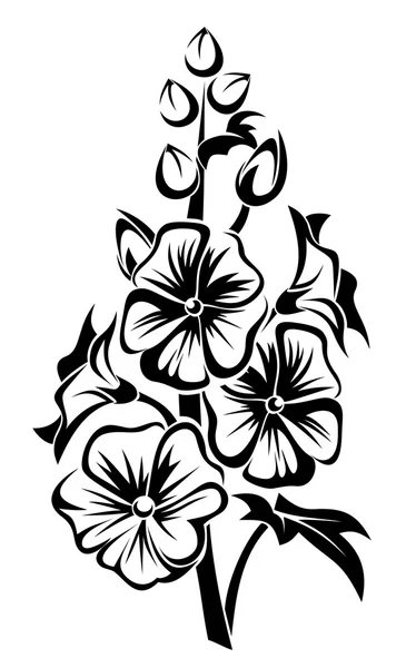 Svart siluett av Malva blommor. vektor illustration. — Stock vektor