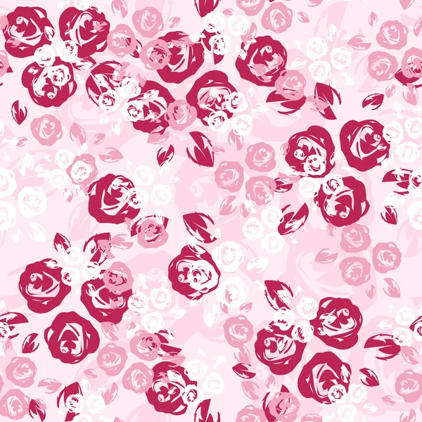 Seamless pattern with pink and white roses. Vector illustration. — Stock Vector