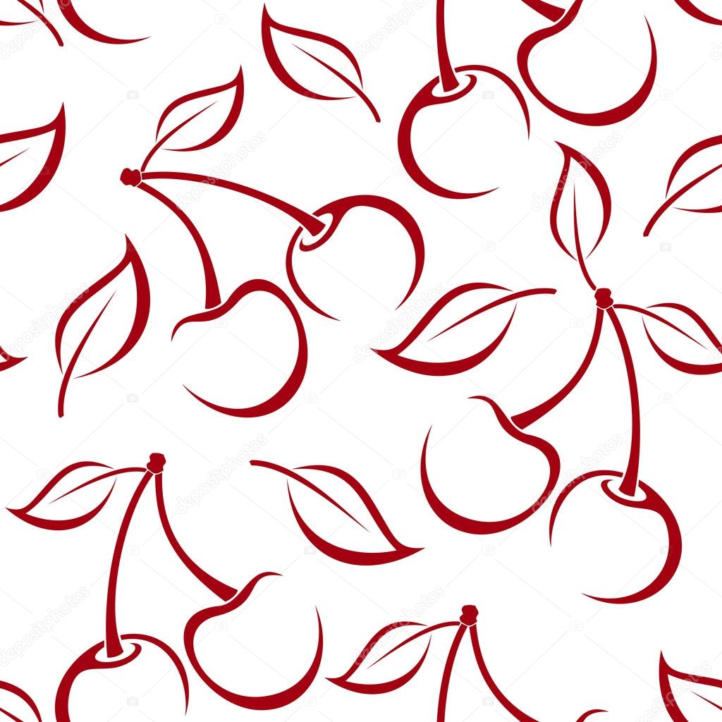 Seamless background with cherry silhouettes. Vector illustration.
