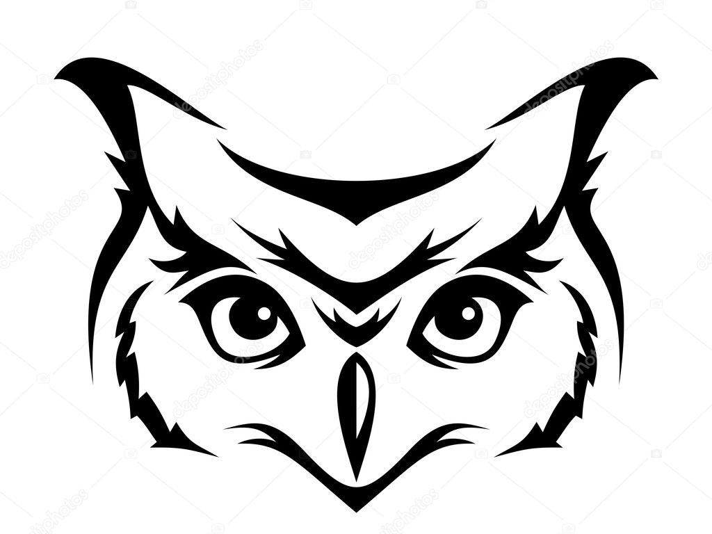 Head of horned owl. Vector illustration.