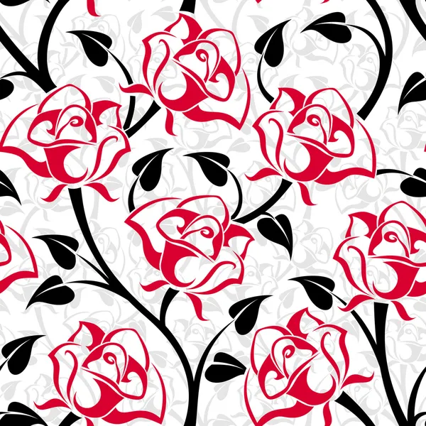 Seamless pattern with roses. Vector illustration. — Stock Vector