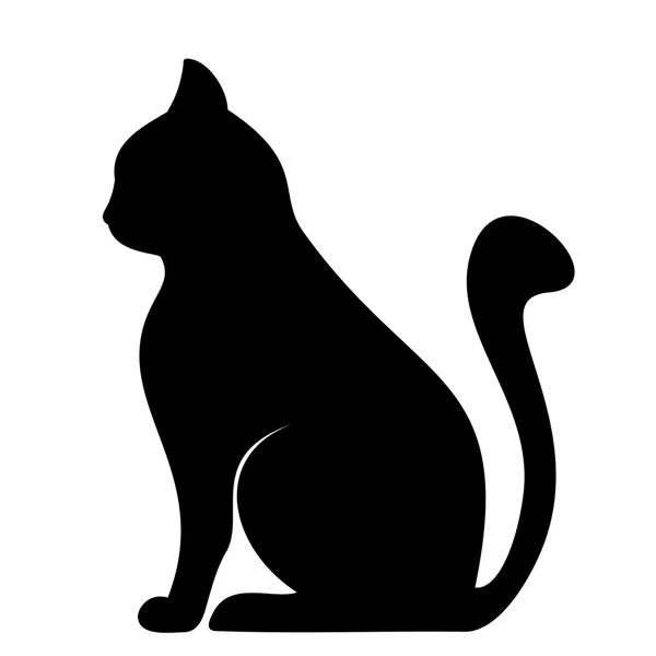 Silhouette nera di gatto. Illustrazione vettoriale. — Vettoriale Stock