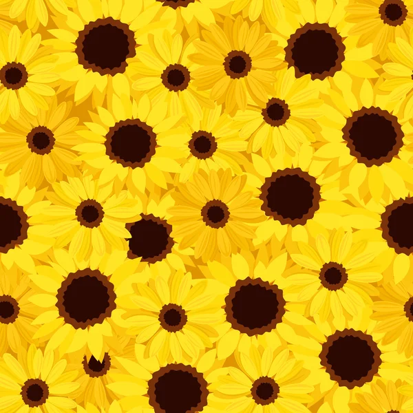 Nahtloser Hintergrund mit Sonnenblumen und Ringelblumen. Vektorillustration. — Stockvektor