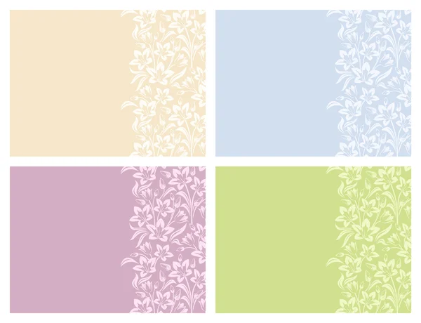 Set van vier elegante vector kaarten met bloemmotieven. — Stockvector
