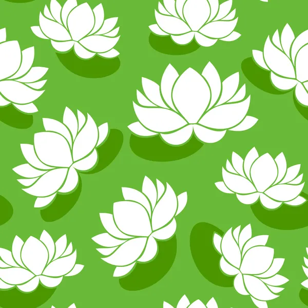 Seamless pattern with lotus flowers. Vector illustration. — Stock Vector