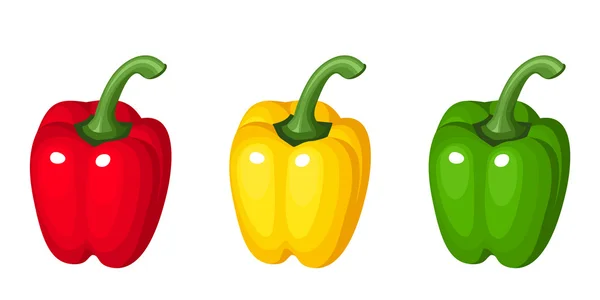 Set of three bell peppers. Vector illustration. — Stock Vector