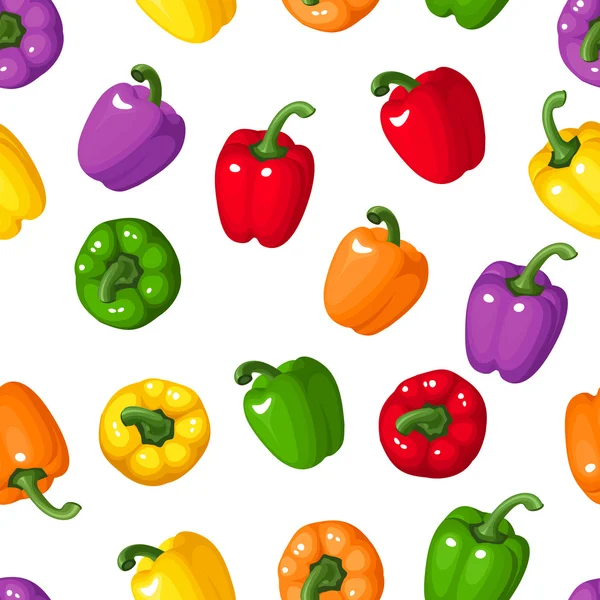 Vector seamless background with colorful bell peppers. — Stock Vector
