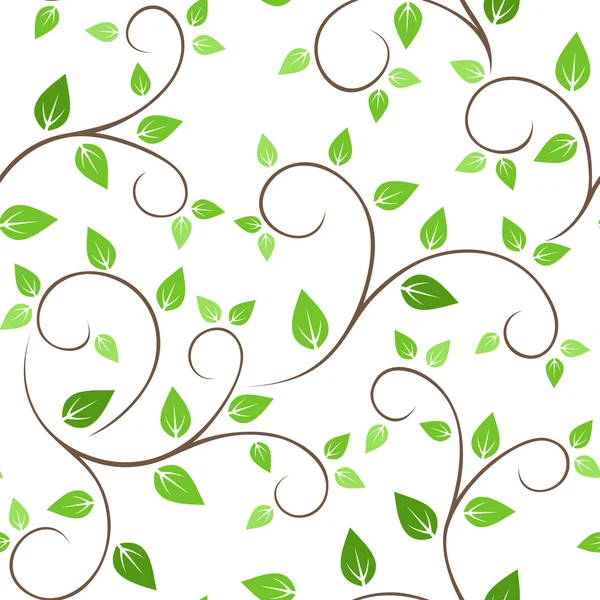 緑の葉でシームレスなパターン。ベクターイラスト. — ストックベクタ