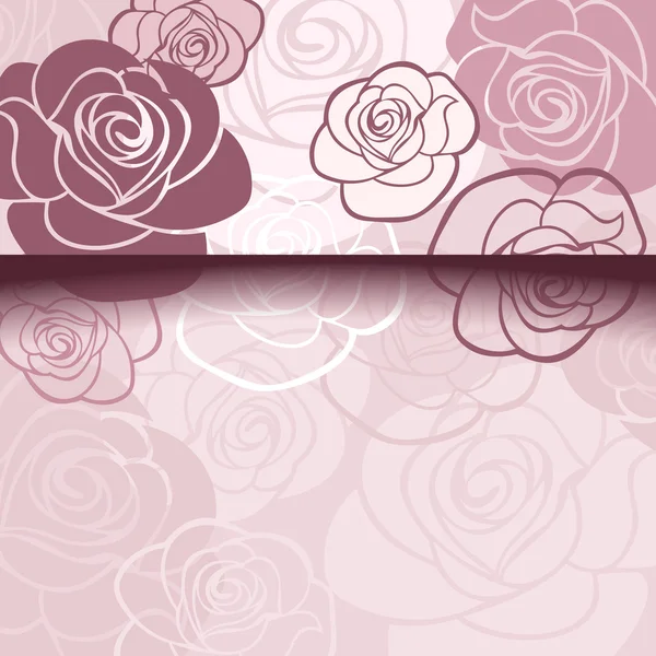 Vector tarjeta rosa con rosas . — Vector de stock