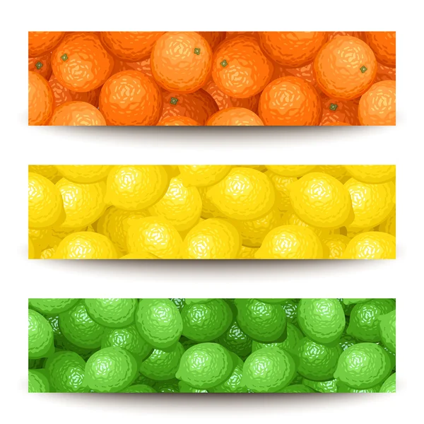 Three vector banners with citrus fruits. — Stock Vector