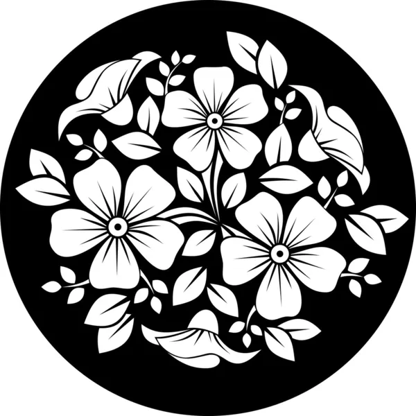 Ornamento di fiori bianchi su sfondo nero. Illustrazione vettoriale . — Vettoriale Stock