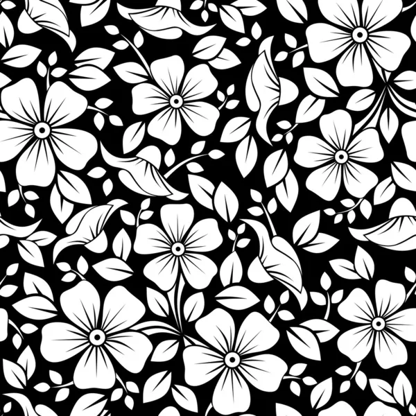 Seamless pattern with flowers and leaves. Vector illustration. — Stock Vector