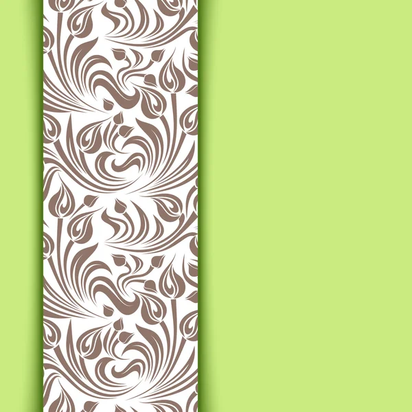 Tarjeta vectorial verde con patrón floral . — Vector de stock